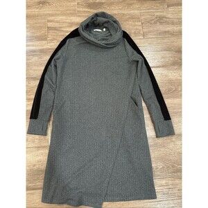 Soft Surroundings Stretch Knit Tweed Velvet Trim Cowl Neck Dress Sz Medium